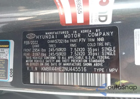 2022 Hyundai Palisade Sel z USA, uszkodzony, nr VIN KM8R44HE2NU445516